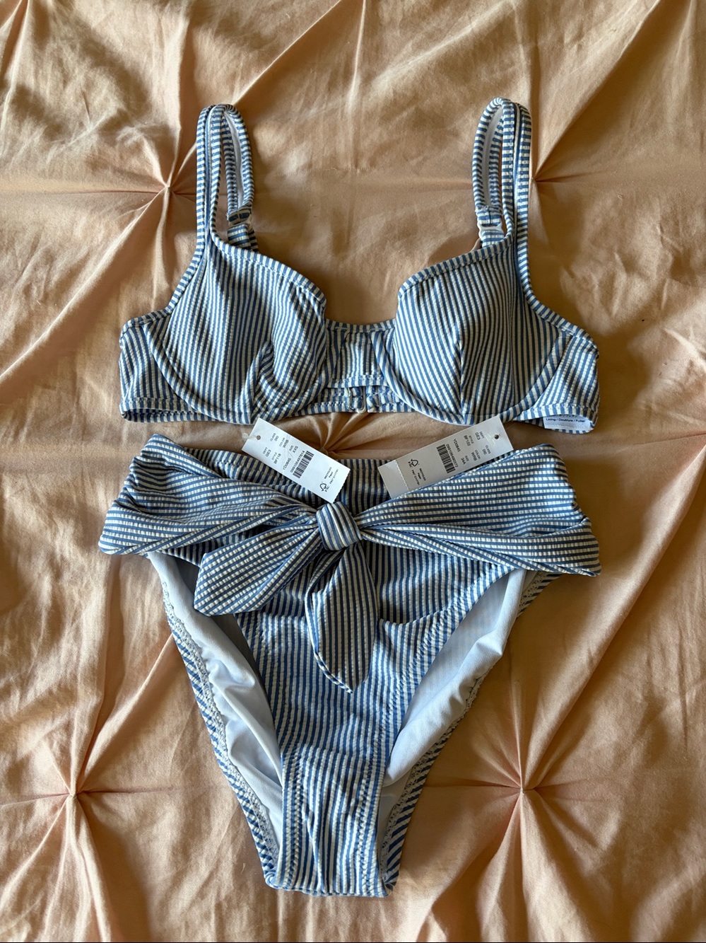 J Crew Retro Seersucker Bikini in 34A/XXS